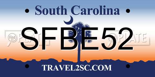 SFBE52 South Carolina License Plate