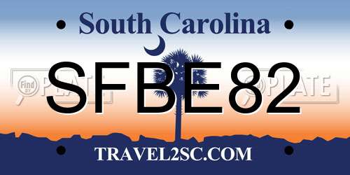 SFBE82 South Carolina License Plate