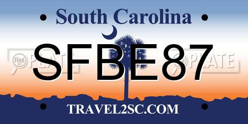 SFBE87 South Carolina License Plate
