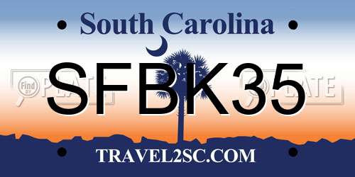 SFBK35 South Carolina License Plate