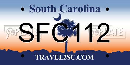SFC112 South Carolina License Plate