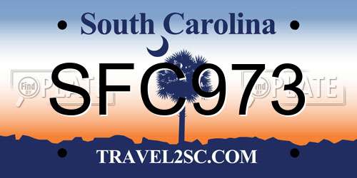 SFC973 South Carolina License Plate