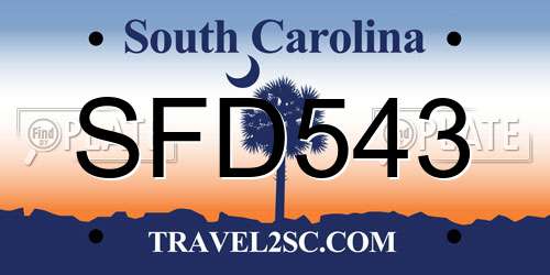SFD543 South Carolina License Plate