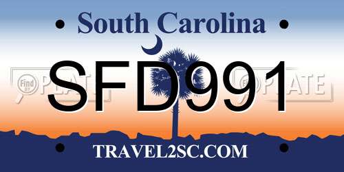 SFD991 South Carolina License Plate