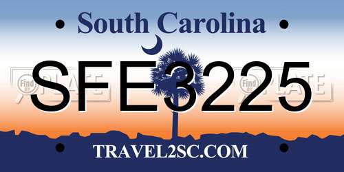 SFE3225 South Carolina License Plate
