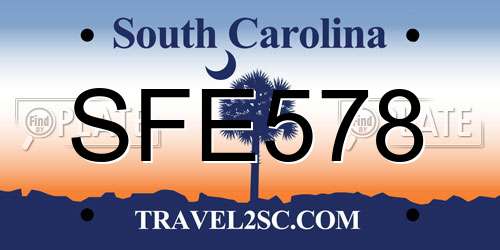 SFE578 South Carolina License Plate