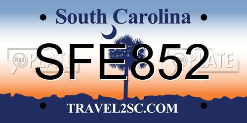 SFE852 South Carolina License Plate