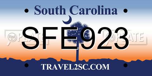 SFE923 South Carolina License Plate