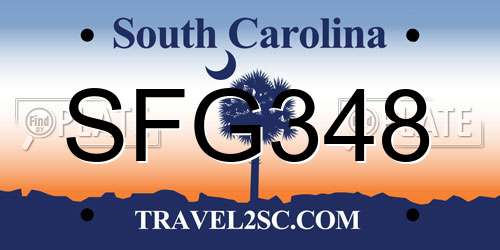SFG348 South Carolina License Plate