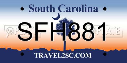 SFH881 South Carolina License Plate