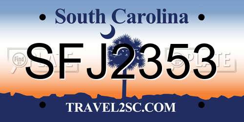 SFJ2353 South Carolina License Plate