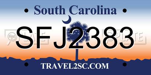 SFJ2383 South Carolina License Plate