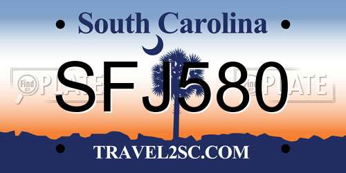 SFJ580 South Carolina License Plate
