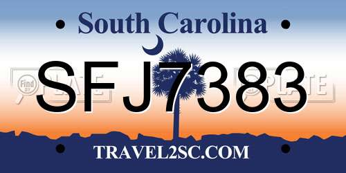 SFJ7383 South Carolina License Plate