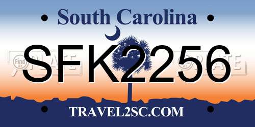 SFK2256 South Carolina License Plate