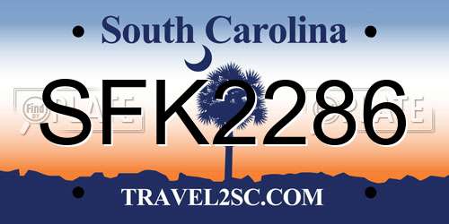 SFK2286 South Carolina License Plate
