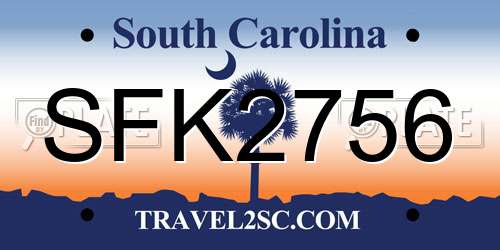 SFK2756 South Carolina License Plate
