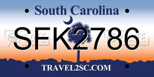 SFK2786 South Carolina License Plate