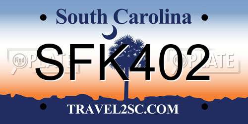 SFK402 South Carolina License Plate