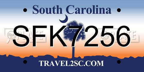 SFK7256 South Carolina License Plate