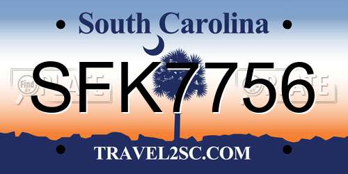 SFK7756 South Carolina License Plate