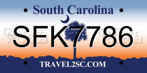 SFK7786 South Carolina License Plate