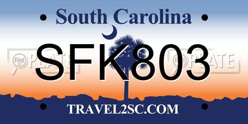 SFK803 South Carolina License Plate