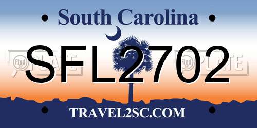 SFL2702 South Carolina License Plate