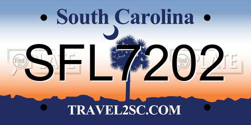 SFL7202 South Carolina License Plate