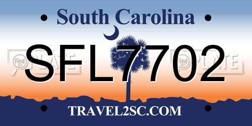 SFL7702 South Carolina License Plate
