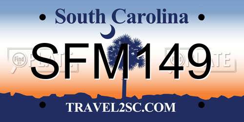 SFM149 South Carolina License Plate