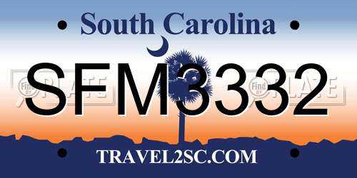SFM3332 South Carolina License Plate