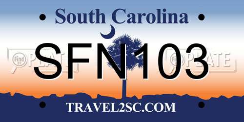 SFN103 South Carolina License Plate
