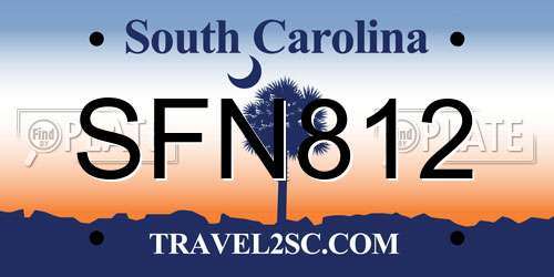SFN812 South Carolina License Plate