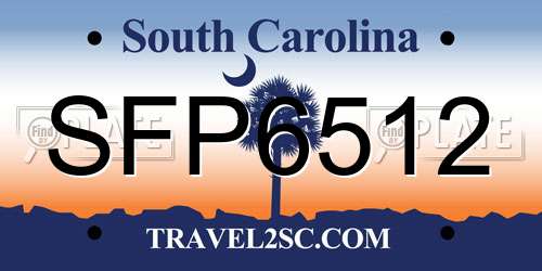SFP6512 South Carolina License Plate