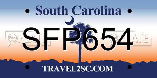 SFP654 South Carolina License Plate