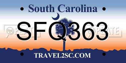 SFQ363 South Carolina License Plate