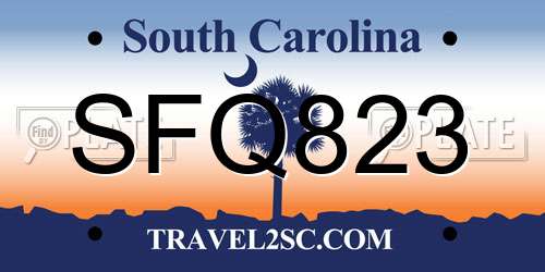 SFQ823 South Carolina License Plate