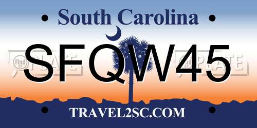 SFQW45 South Carolina License Plate