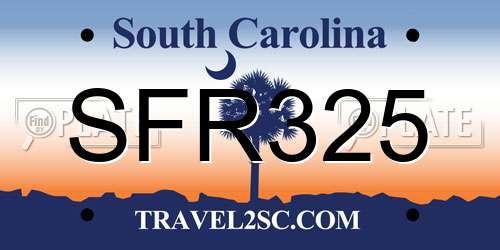 SFR325 South Carolina License Plate