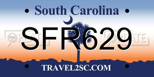 SFR629 South Carolina License Plate