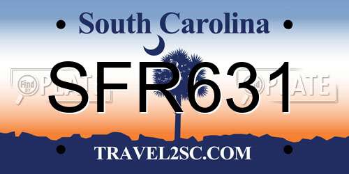 SFR631 South Carolina License Plate