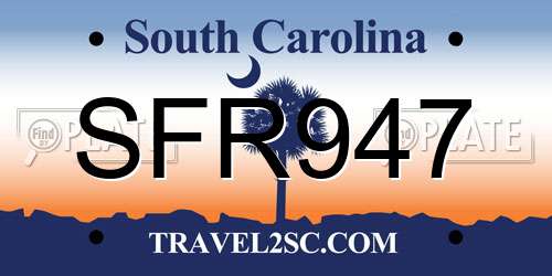 SFR947 South Carolina License Plate