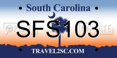SFS103 South Carolina License Plate