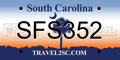 SFS352 South Carolina License Plate