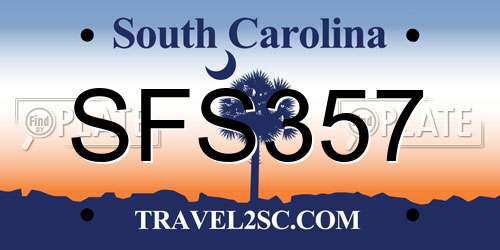 SFS357 South Carolina License Plate