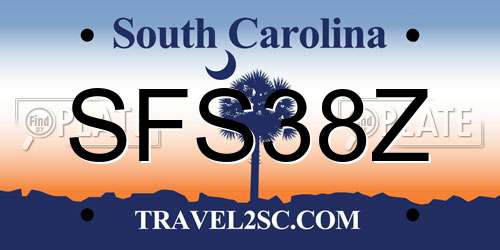 SFS38Z South Carolina License Plate