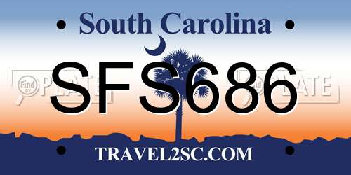 SFS686 South Carolina License Plate
