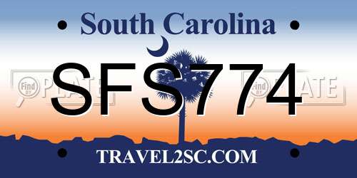SFS774 South Carolina License Plate