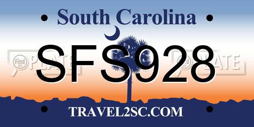 SFS928 South Carolina License Plate